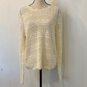 My Style Cream Crochet Knit Sweater XL NWT